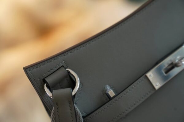 Full Handmade Hermes 0L Gris Meyer Swift Leather Jypsiere Mini Silver Hardware