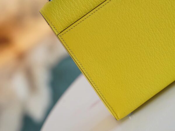 GPCMode Factory Hermes 9R Lemon Yellow Chevre Leather Verrou Mini17CM Silver Hardware