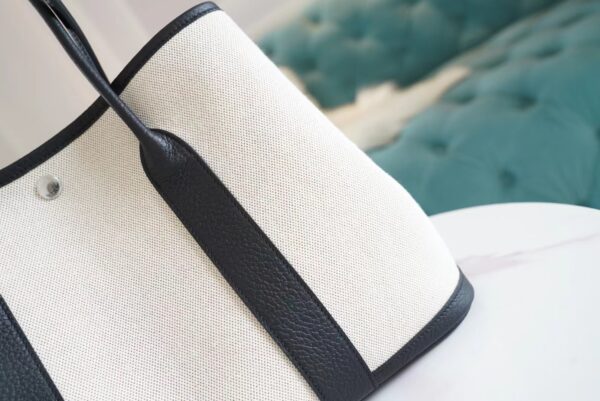 Wholesale GPCMode Hermes Black Leather/Beige Canvas Garden Party30/36CM