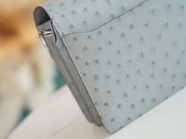 Discount Hermes Roulis Mini18cm 8U Blue Glacier South Africa KK Ostrich Leather