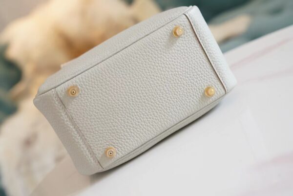 Hermes CK80 Gris Pearl Clemence Leather Mini Lindy 19CM Gold Hardware