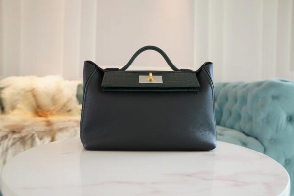 Hermes Kelly 24/24 Touch 29CM Taurillon Maurice/ Matte Crocodile 6O Vert Cypres Gold Hardware