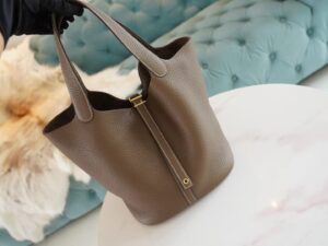 GPCMode Hermes CK18 Etoupe Clemence Leather Picotin 22CM Gold Hardware