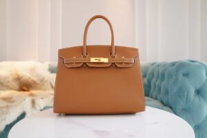 Hand Stitch Hermes Birkin Bag30CM CK37 Gold Epsom Leather Gold Hardware