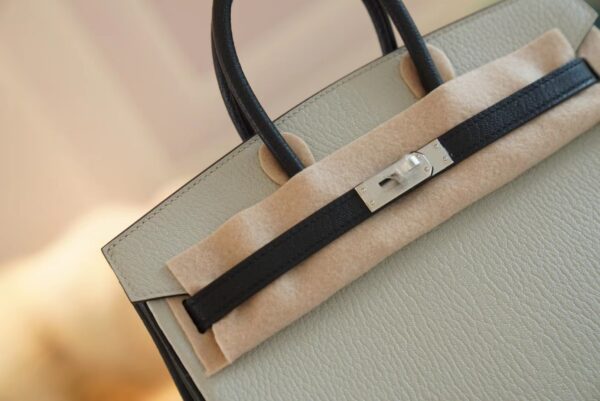 GPCMode Factory Hermes C80 Gris Pearl/CK89 Black Chevre Leather Birkin25CM Silver Hardware