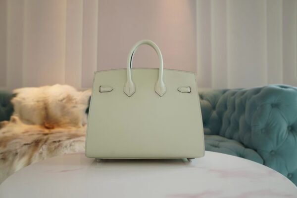 Full Handmade Hermes 0S Vert Fizz Epsom Leather Birkin 25CM Silver Hardware