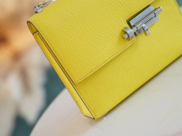 GPCMode Factory Hermes 9R Lemon Yellow Chevre Leather Verrou Mini17CM Silver Hardware