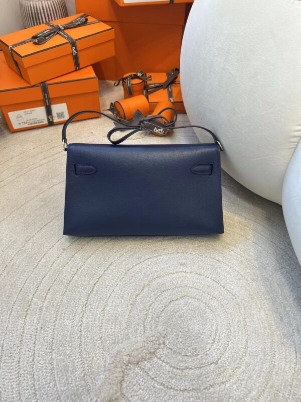 Taiwan Hermes Kelly Elan Chevre Leather Blue Saphir Silver Hardware