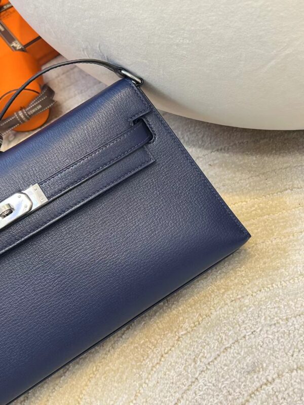 Taiwan Hermes Kelly Elan Chevre Leather Blue Saphir Silver Hardware