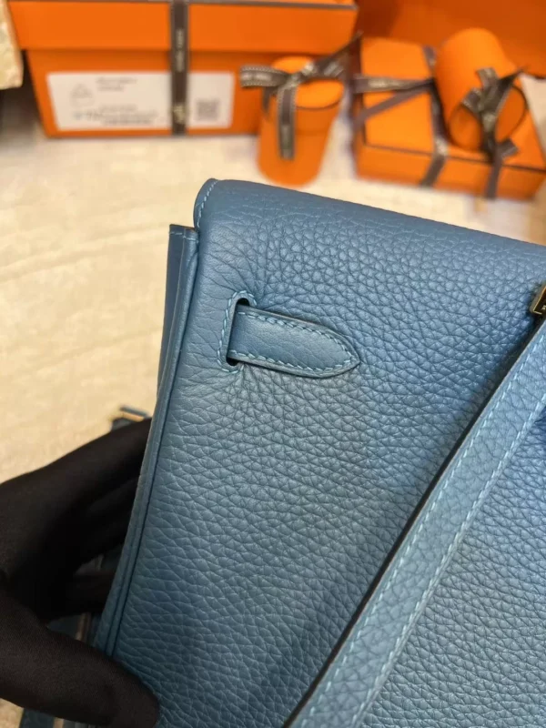 Hermes 1P Blue Colvert Clemence Kelly Ado Backpack Gold Hardware