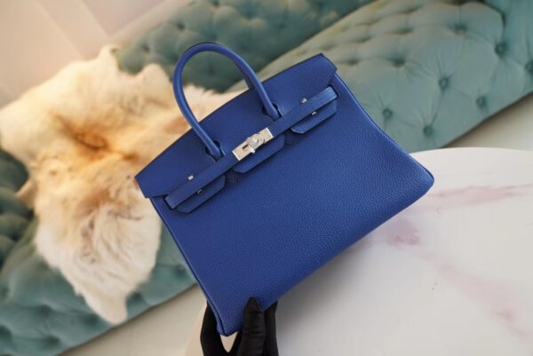 New Arrival Hermes 71 Blue France Togo Leather Birkin25CM Silver Hardware