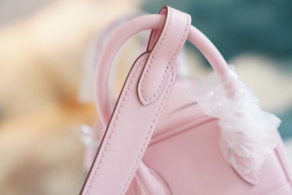 Full Handmade Hermes Mini Lindy19CM 3Q Rose Sakura Swift Leather Silver Hardware