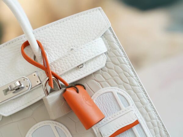 Hermes Birkin House 20CM Four Leathers 01 Blanc/ 8L Beton Silver Hardware