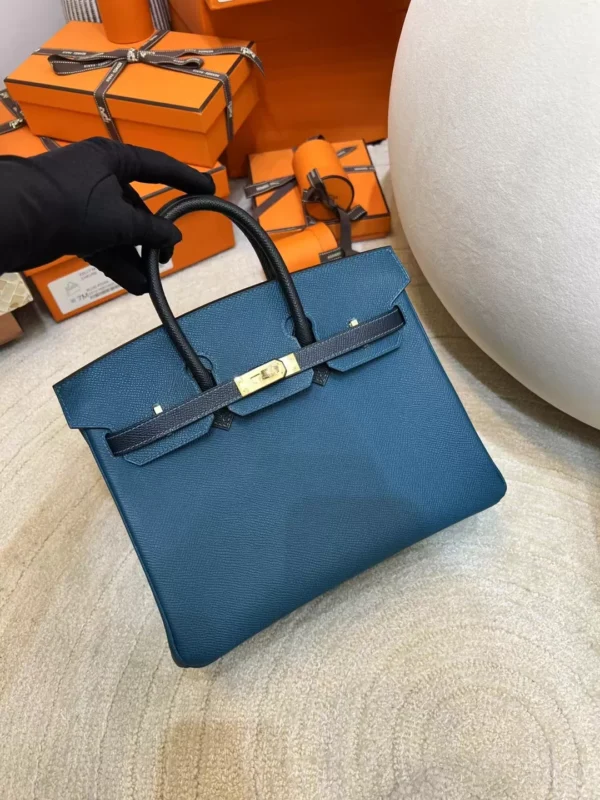 Hermes Epsom Birkin 25CM 7P Blue De Presse/ 2Z Blue Nuit/ 89 Noir Gold Hardware