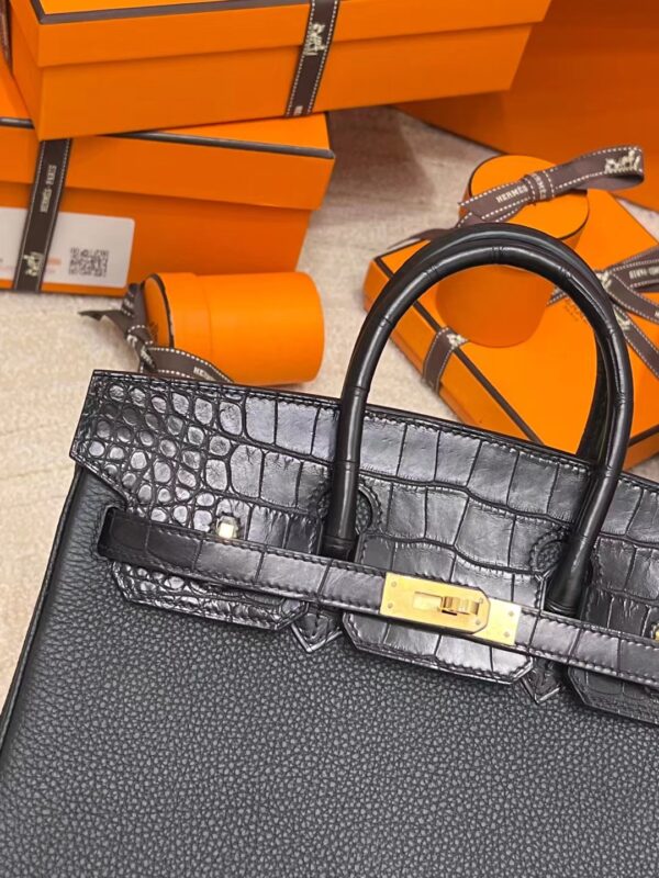 USA Los Angeles Hermes Birkin Touch 25 89 Noir Togo/ Matte Crocodile Gold Hardware