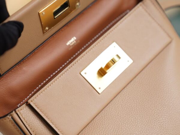 GPCMode Hermes Kelly 24/24 Mini 0M Chai Evercolor Leather Gold Hardware