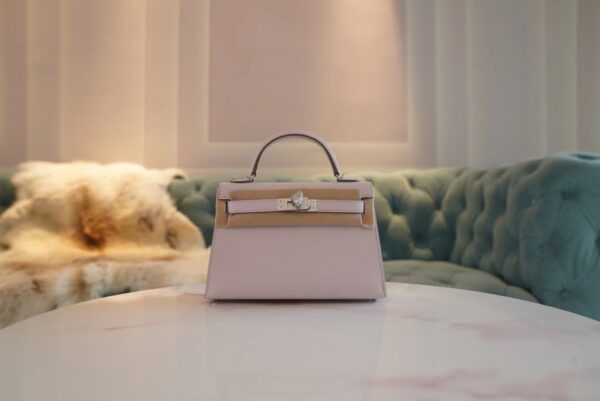 GPCMode Hermes 09 Mauve Pale Epsom Leather Mini Kelly 19CM Silver Hardware