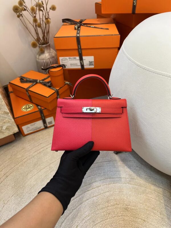 USA Los Angeles Hermes Three Colors Epsom Mini Kelly 19CM Silver Hardware