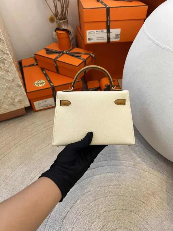 Taiwan Hermes Mini Kelly 19CM Epsom 10 Craie/ 2S Sesame Rose Gold Hardware