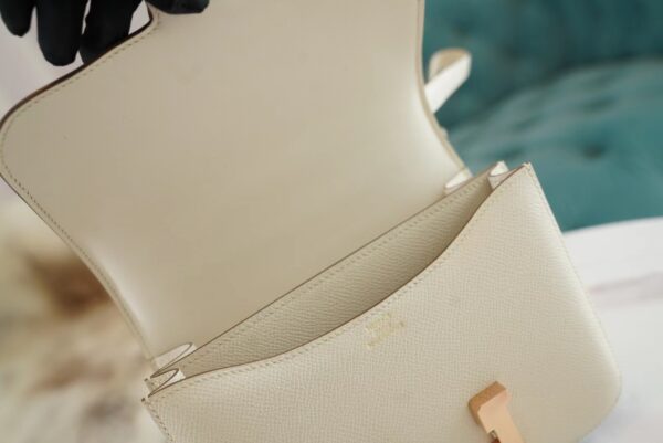 Hermes Handmade Boutique CK10 Craie Constance 19CM Epsom Leather Rose Gold Hardware