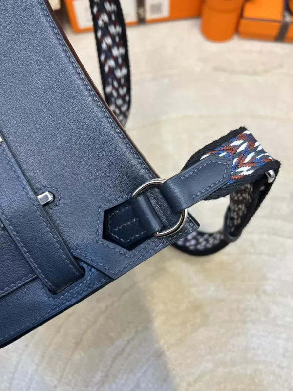 Taiwan Hermes Jypsiere Mini 23CM 3Y Blue Noir Swift Leather Silver Hardware