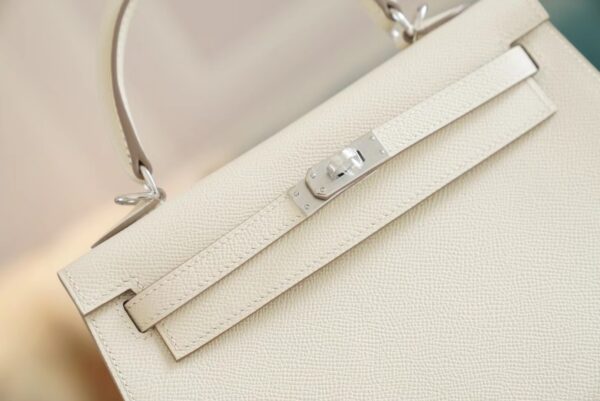 GPCMode Factory Hermes Kelly 25CM C10 Craie Epsom Leather Silver Hardware