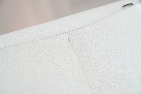 Full Handmade Hermes Halzan 25CM 01 Blanc Evercolor Leather Silver Hardware