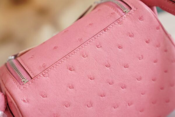 Wholesale Hermes Mini Lindy19CM L4 Rose Bubble South Africa KK Ostrich Silver Hardware