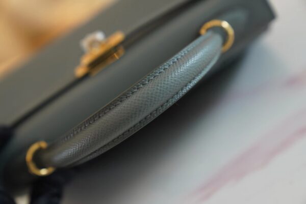 Full Handmade Hermes CK63 Vert Amande Kelly 25CM Epsom Leather Gold Hardware