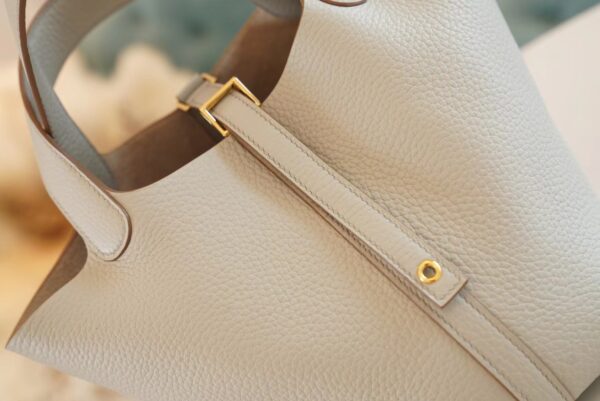 GPCMode Hermes C80 Gris Pearl Clemence Leather Picotin18CM Gold Hardware