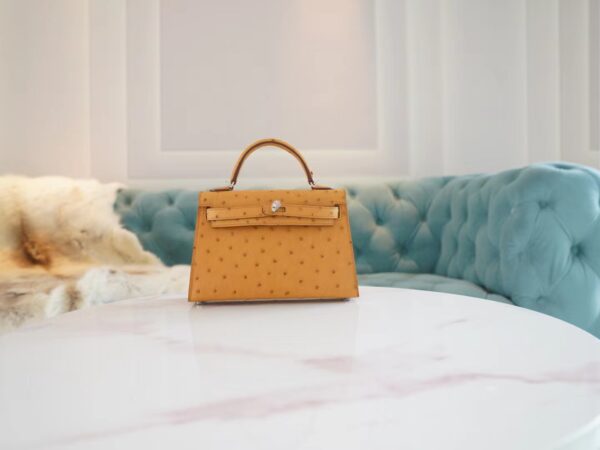 Hermes Boutique Tabac-Camel South Africa KK Ostrich Mini Kelly II 19CM