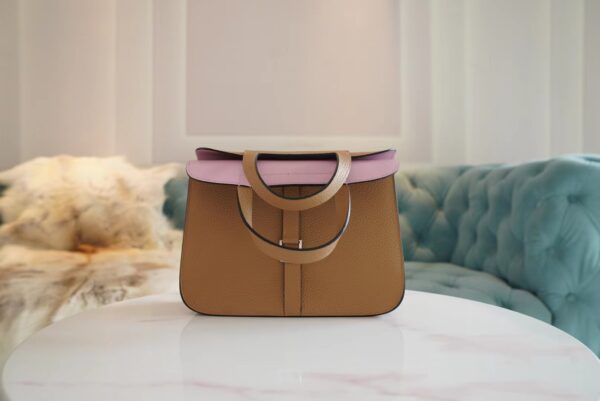 Wholesale Hermes 0M Chai/ X9 Mauve Sylyestre Halzan 25CM Silver Hardware