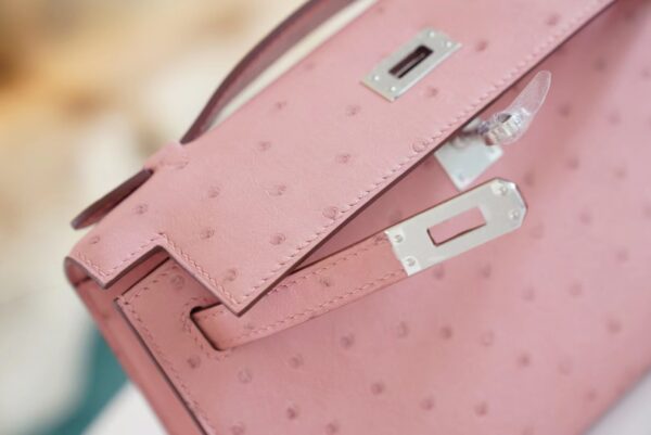 Wholesale Hermes 94 Terre Cuite KK Ostrich Skin Kelly Pochette22cm Clutch Bag