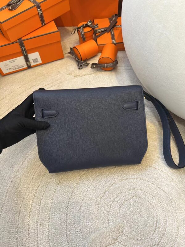 Hermes Kelly Depeches 25CM Togo Blue Saphir Clutch Bag Gold Hardware