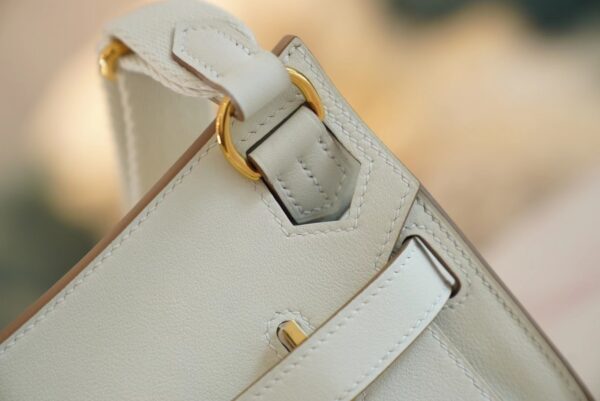 Hand Stitching Hermes Jypsiere Mini Mushroom White Swift Leather Gold Hardware