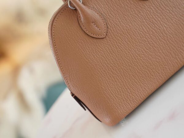 Stock GPCMode Factory Hermes 2J Quebracho Chevre Leather Mini Bolide18CM Silver Hardware