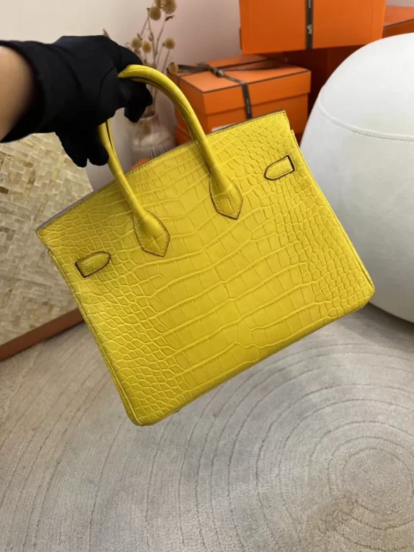 New Hermes Matte Alligator Crocodile M9 Mimosa Birkin 25CM Silver Hardware