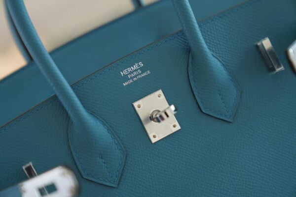 Fashion Hermes Birkin 25CM Epsom 7B Turquoise Silver Hardware