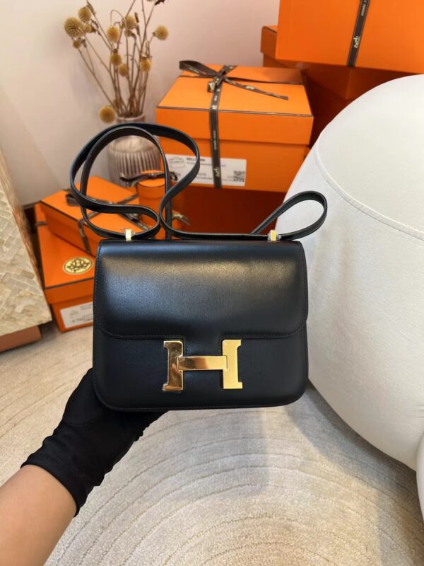Hermes Constance 19CM 89 Noir Box Leather Gold Hardware