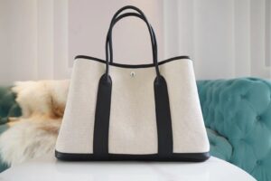 fbf3967d7fadf7c Wholesale GPCMode Hermes Black Leather/Beige Canvas Garden Party30/36CM