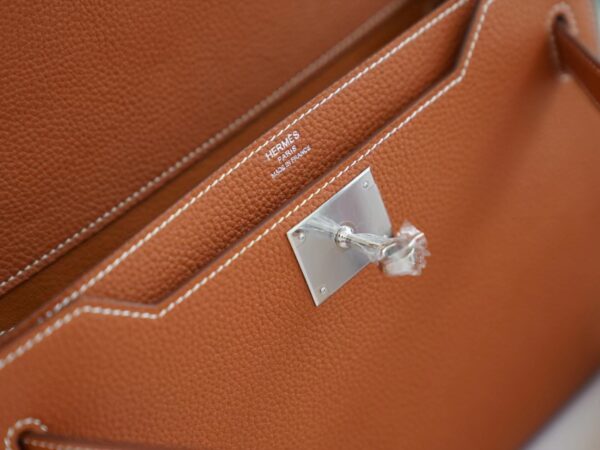 Full Handmade Hermes Kelly Depeches 25CM CK37 Gold Togo Silver Hardware