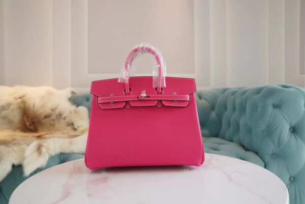 Hermes Handmade Boutique E5 Rose Tyrien Epsom Leather Birkin25CM Silver Hardware