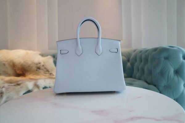 Full Handmade GPCMode Hermes Birkin 25CM T0 Blue Brume Togo Leather Gold Hardware