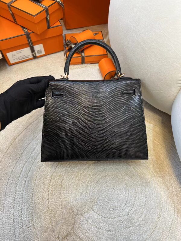 Qatar Doha Hermes Kelly Sellier 25CM Lizard Leather 89 Noir Rose Gold Hardware