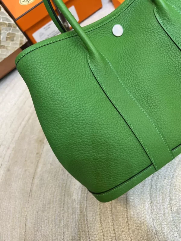 Hermes Boutique Garden Party 30CM A8 Vert Yucca Negonda Leather Silver Hardware