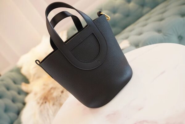 Full Handmade Hermes CK89 Black In The Loop18CM Clemence Leather Gold Hardware