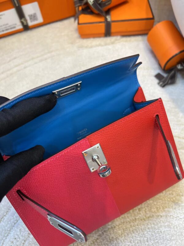 USA Los Angeles Hermes Three Colors Epsom Mini Kelly 19CM Silver Hardware