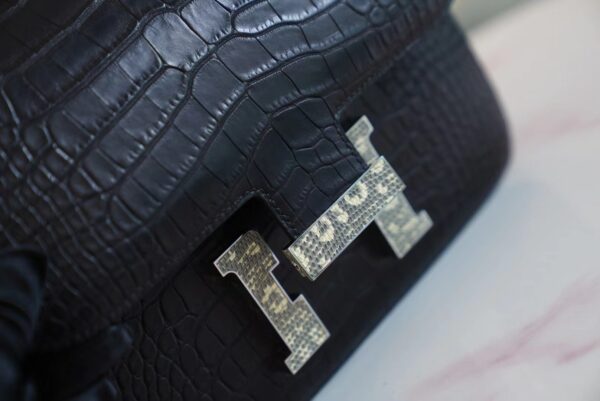 GPCMode Hermes Matte Crocodile Constance 24CM CK89 Nior Lizard Buckle