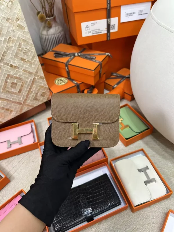 New Arrival Hermes Epsom Leather Constance Slim Wallet 3G Alezan Gold Hardware