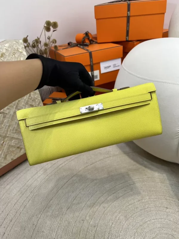 USA New York Hermes Epsom Kelly Cut 31CM 9R Lime Silver Hardware
